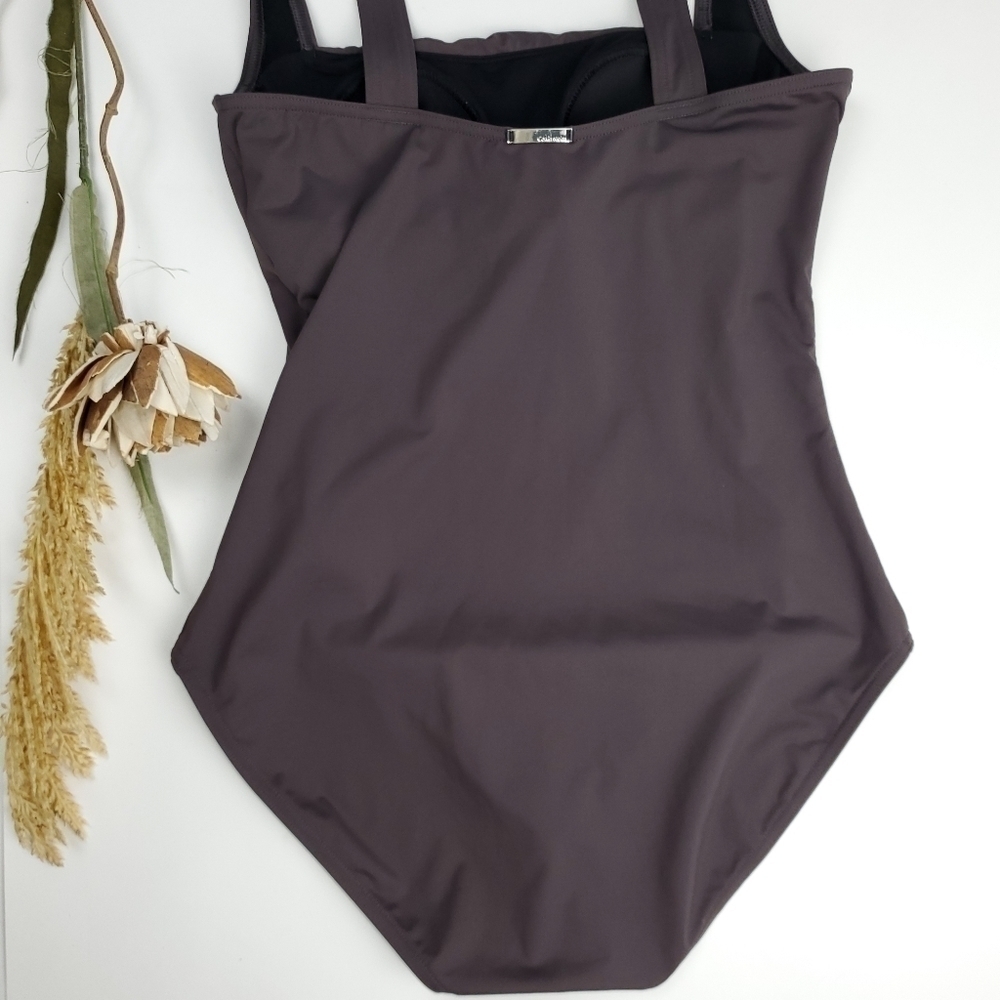 Calvin Klein Charcoal Wine One Piece Swimsuit 6 - Picture 7 of 11